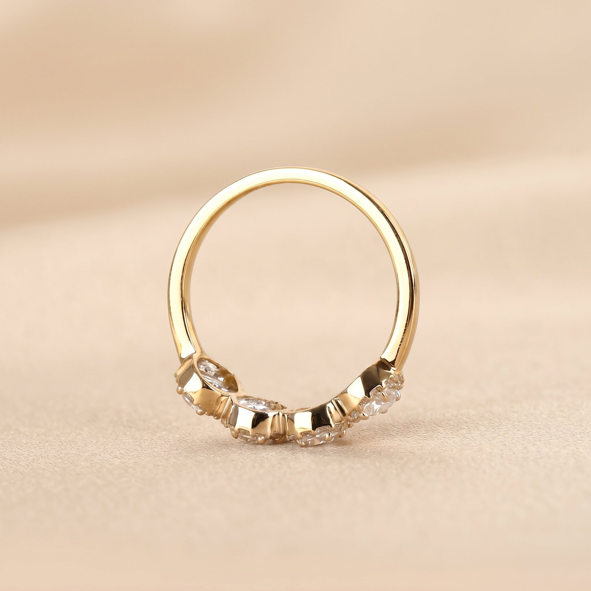 Four Stone Halo Pear Lab Grown Diamond Cluster Ring in 18K Yellow Gold 0.89 CTW