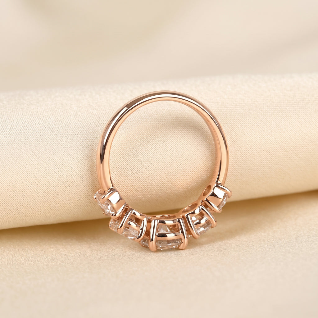 Graduated Lab Grown Diamond Five Stone Ring in 10K Rose Gold 2.69 CTW