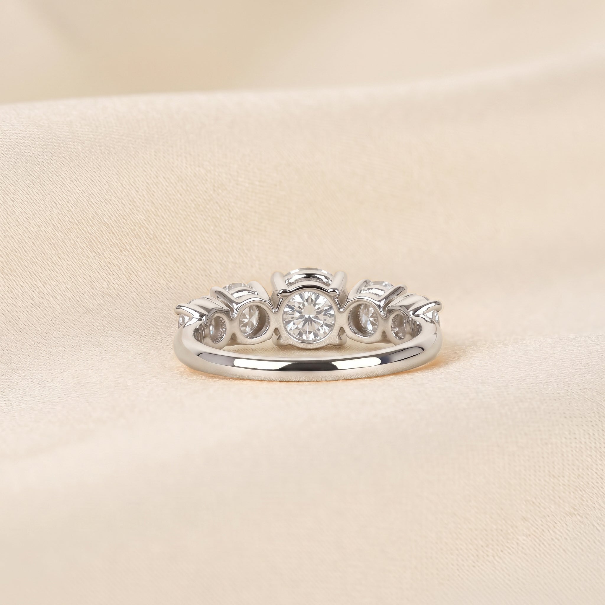 Graduated Lab Grown Diamond Five Stone Ring in 10K White Gold 2.69 CTW