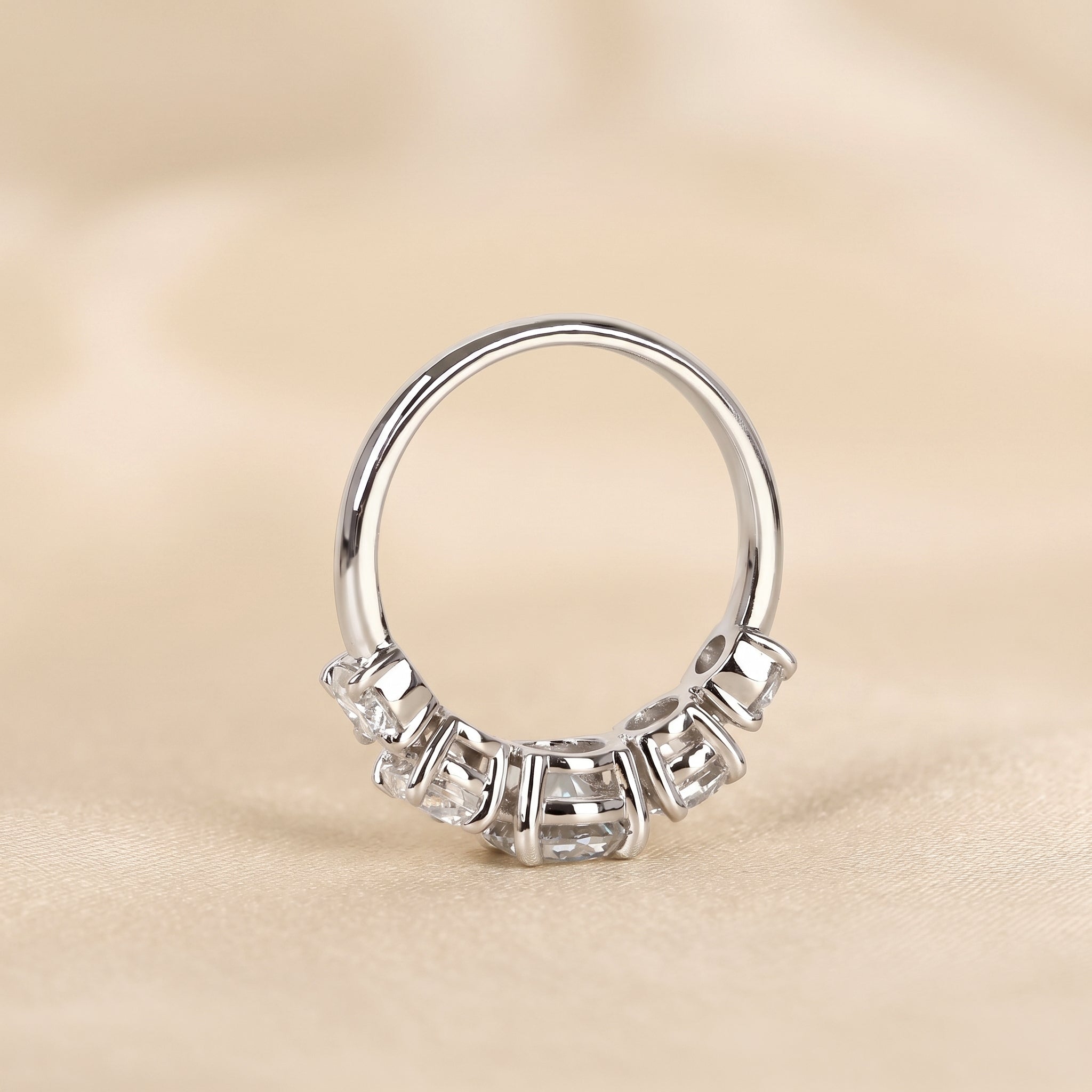 Graduated Lab Grown Diamond Five Stone Ring in 10K White Gold 2.69 CTW