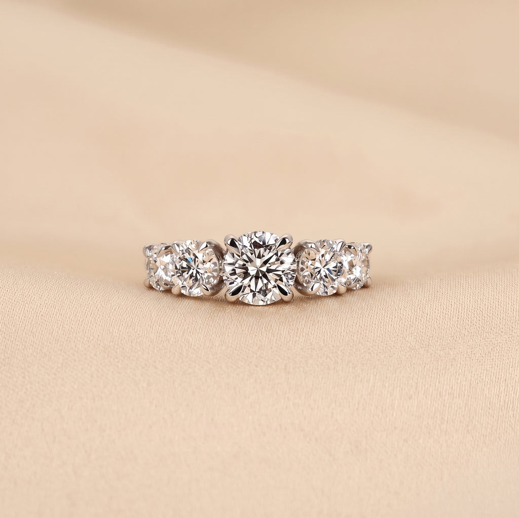 Graduated Lab Grown Diamond Five Stone Ring in 10K White Gold 2.69 CTW