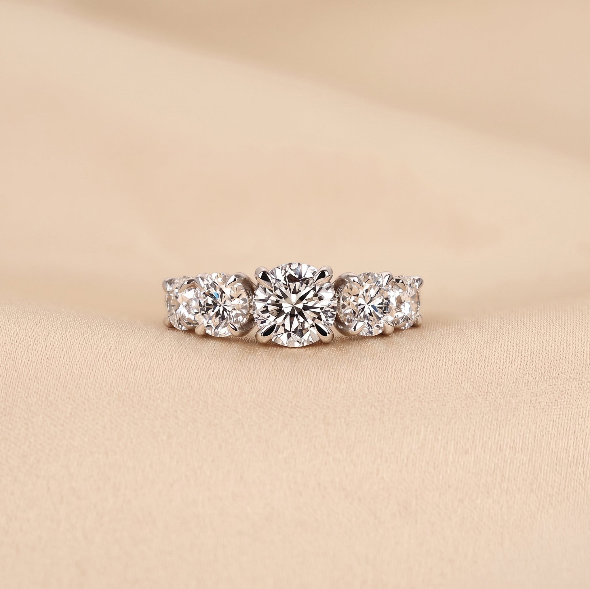Graduated Lab Grown Diamond Five Stone Ring in 10K White Gold 2.69 CTW