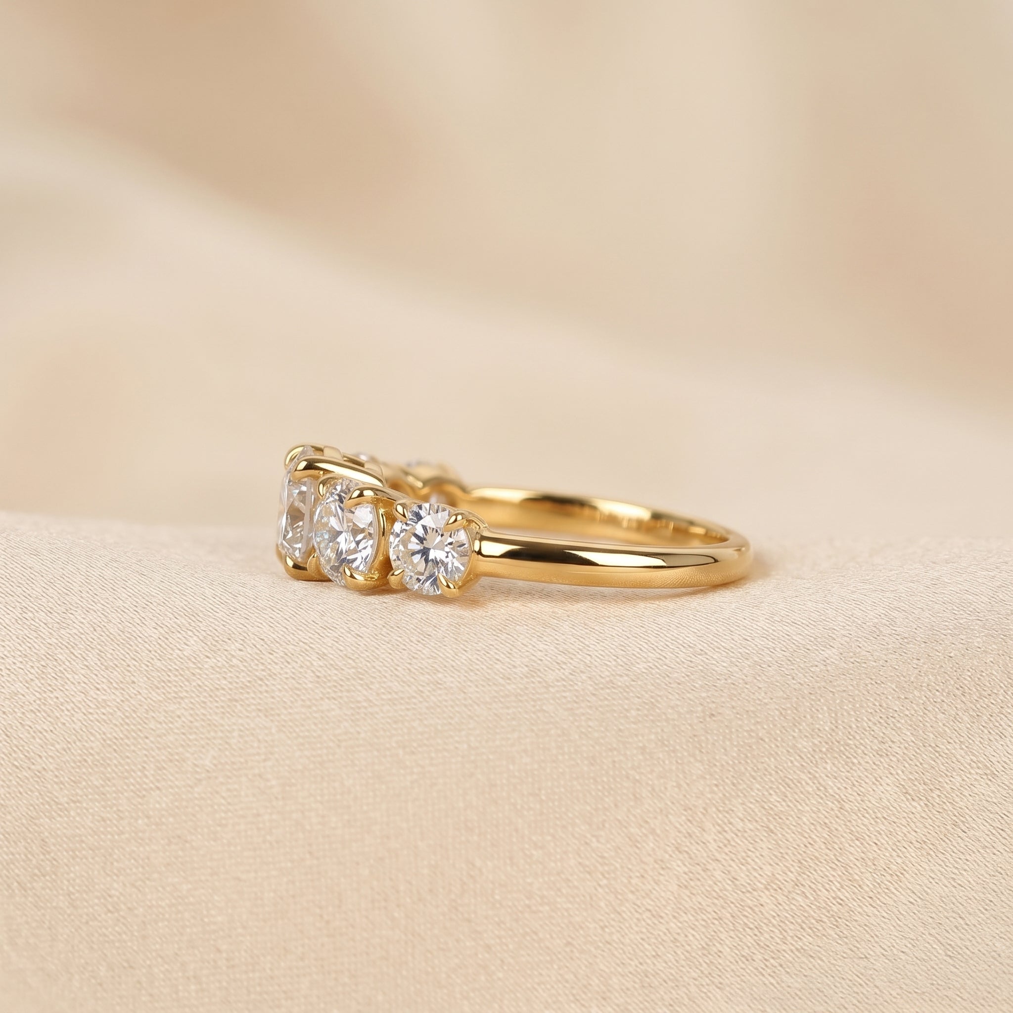 Graduated Lab Grown Diamond Five Stone Ring in 10K Yellow Gold 2.69 CTW