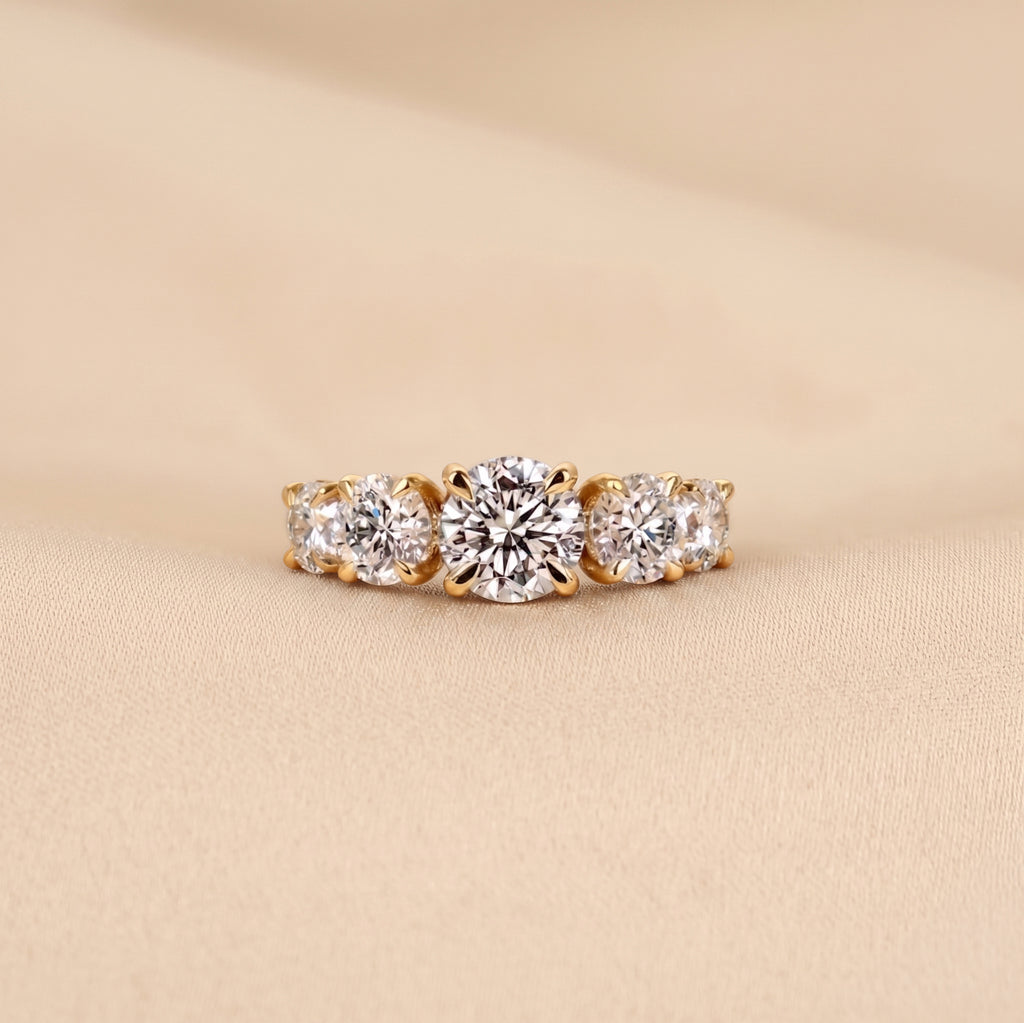 Graduated Lab Grown Diamond Five Stone Ring in 10K Yellow Gold 2.69 CTW
