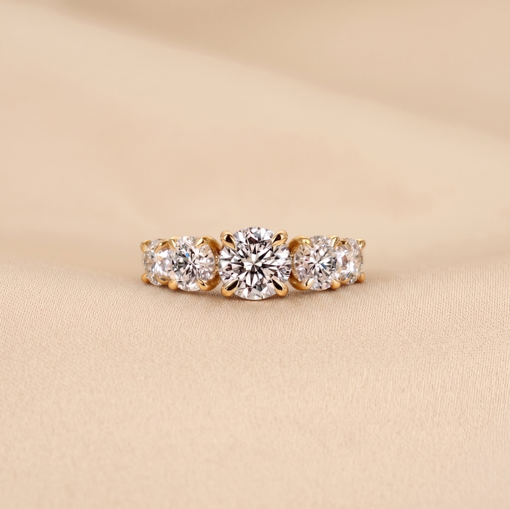 Graduated Lab Grown Diamond Five Stone Ring in 10K Yellow Gold 2.69 CTW