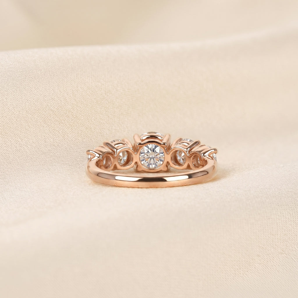 Graduated Lab Grown Diamond Five Stone Ring in 14K Rose Gold 2.69 CTW