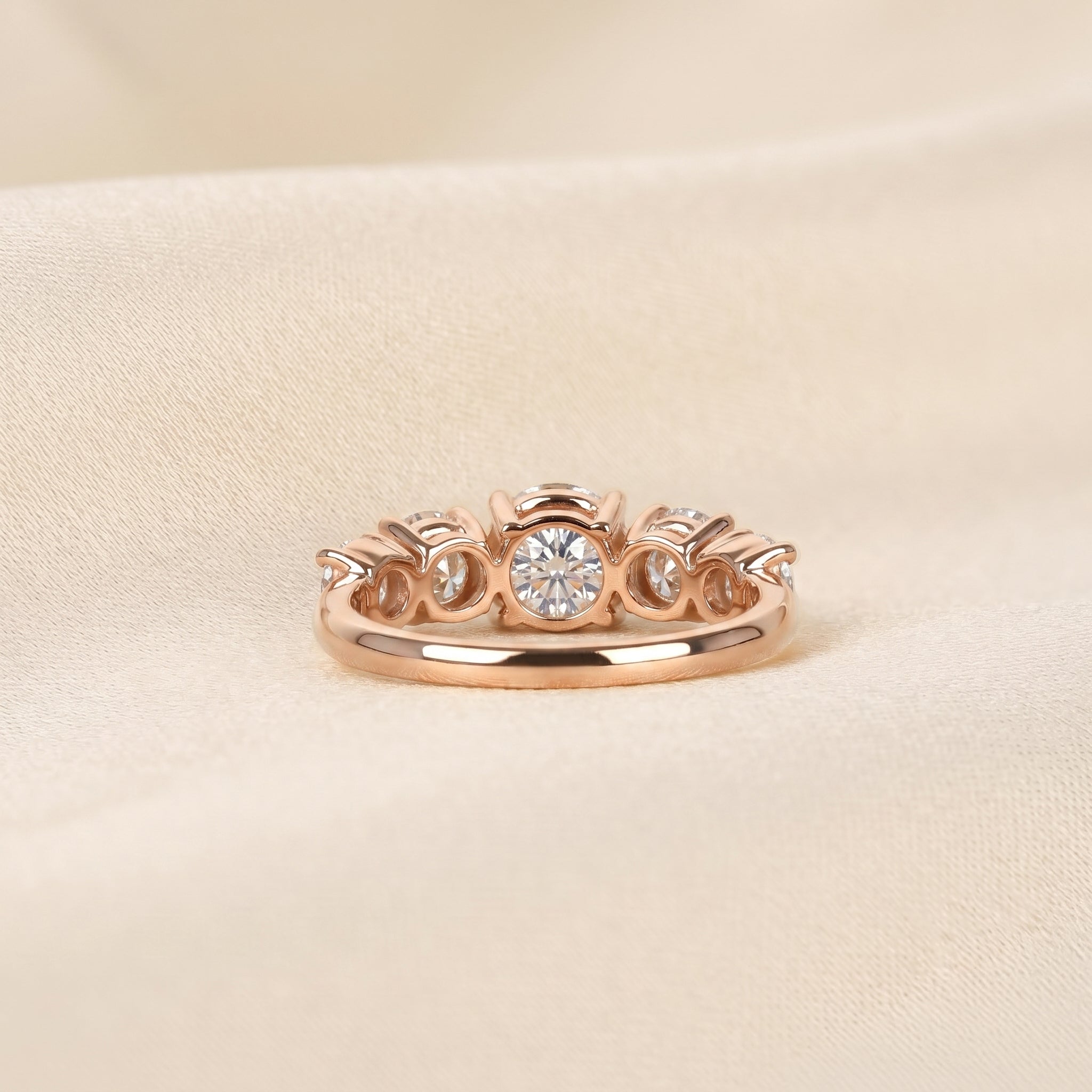 Graduated Lab Grown Diamond Five Stone Ring in 14K Rose Gold 2.69 CTW