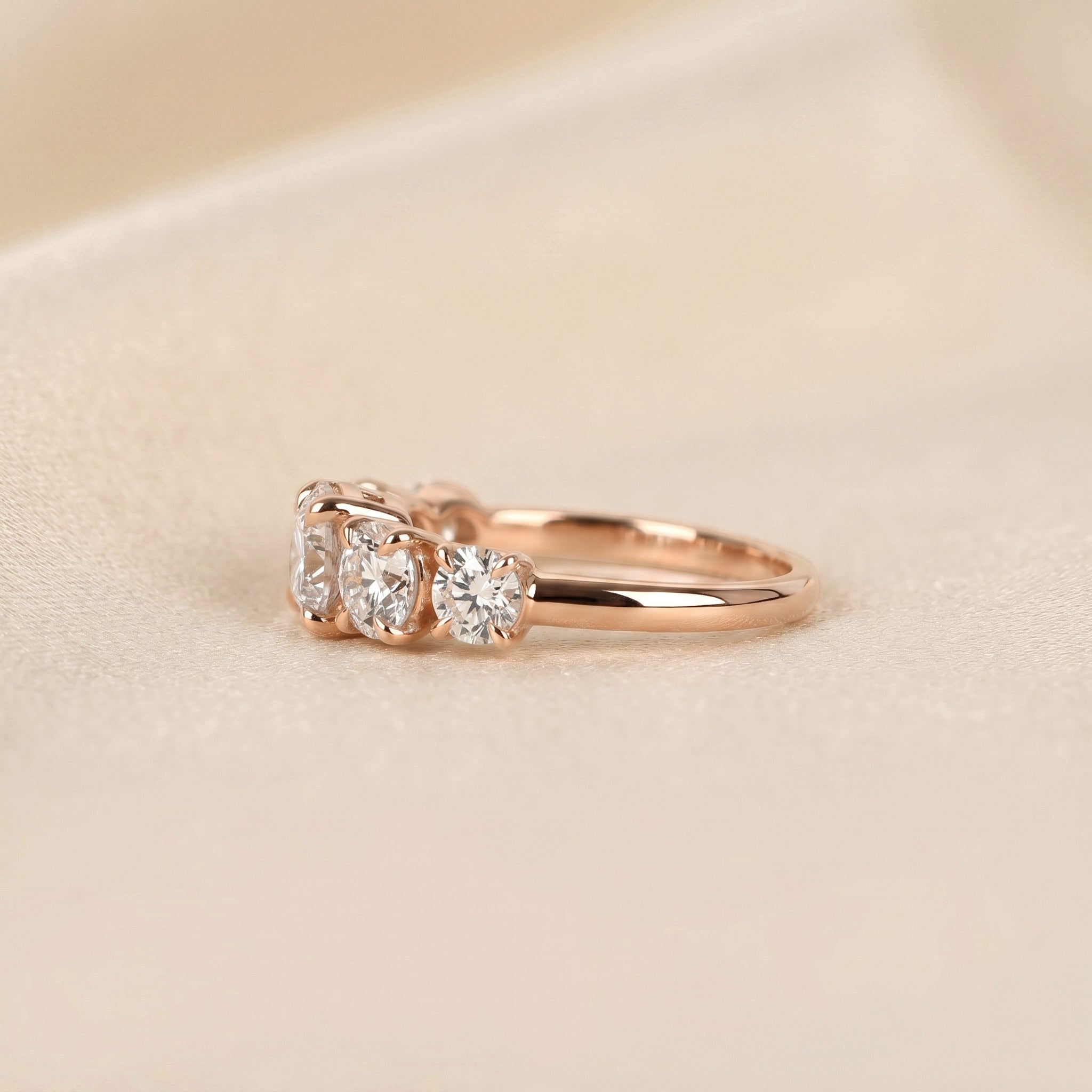 Graduated Lab Grown Diamond Five Stone Ring in 14K Rose Gold 2.69 CTW