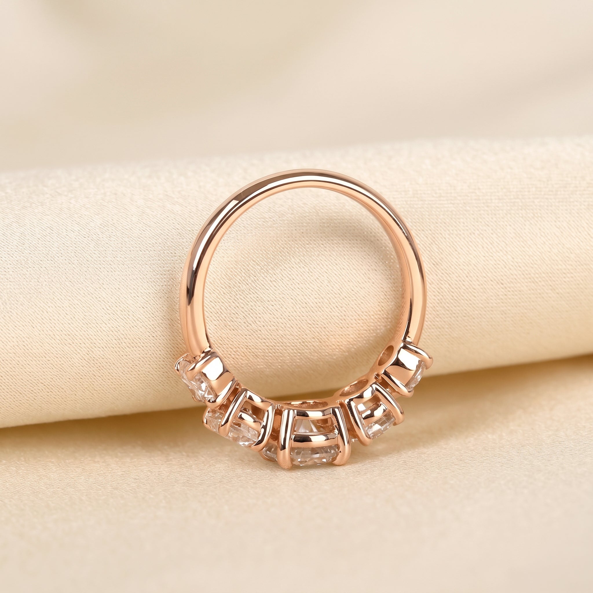 Graduated Lab Grown Diamond Five Stone Ring in 14K Rose Gold 2.69 CTW