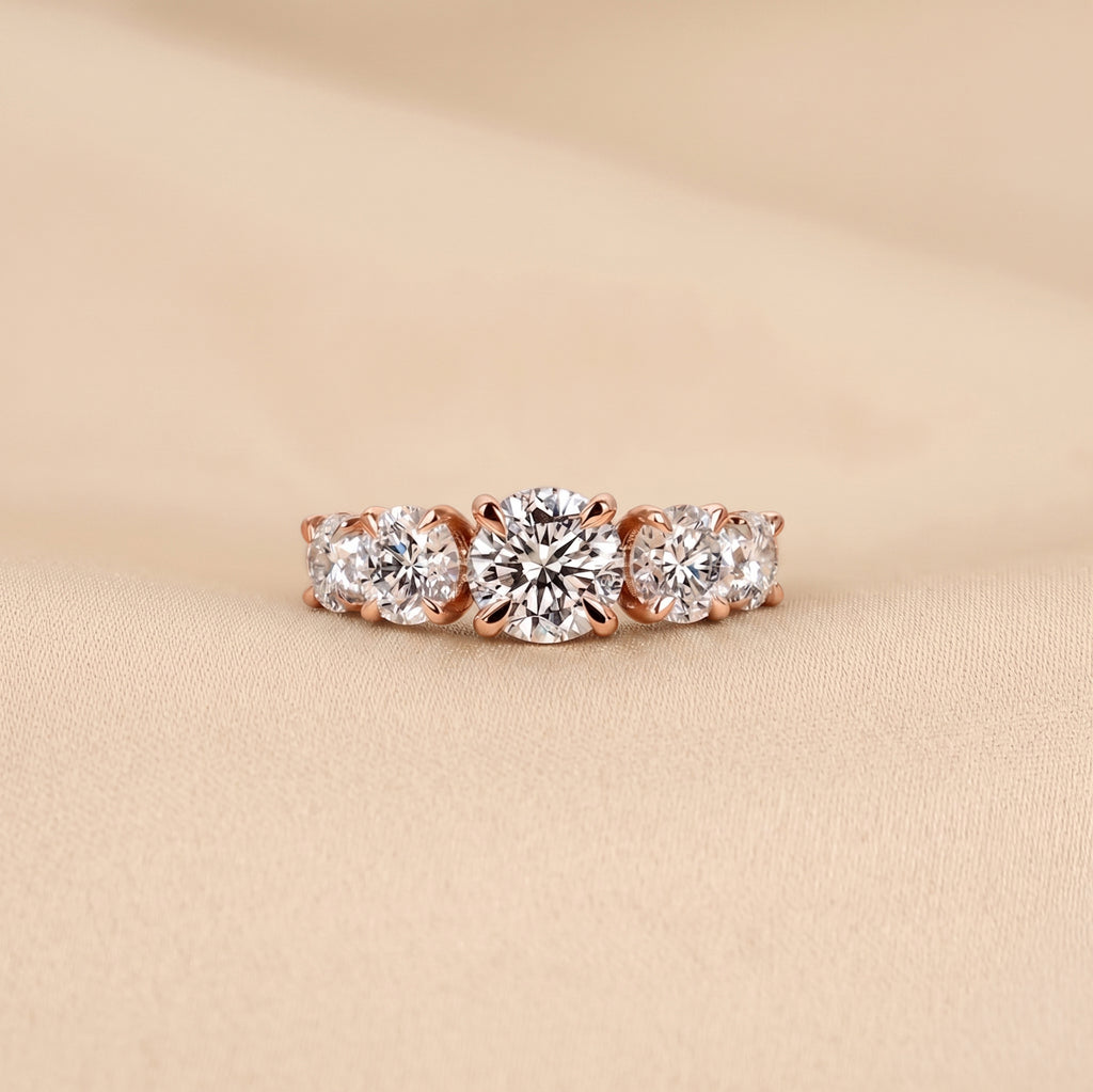 Graduated Lab Grown Diamond Five Stone Ring in 14K Rose Gold 2.69 CTW