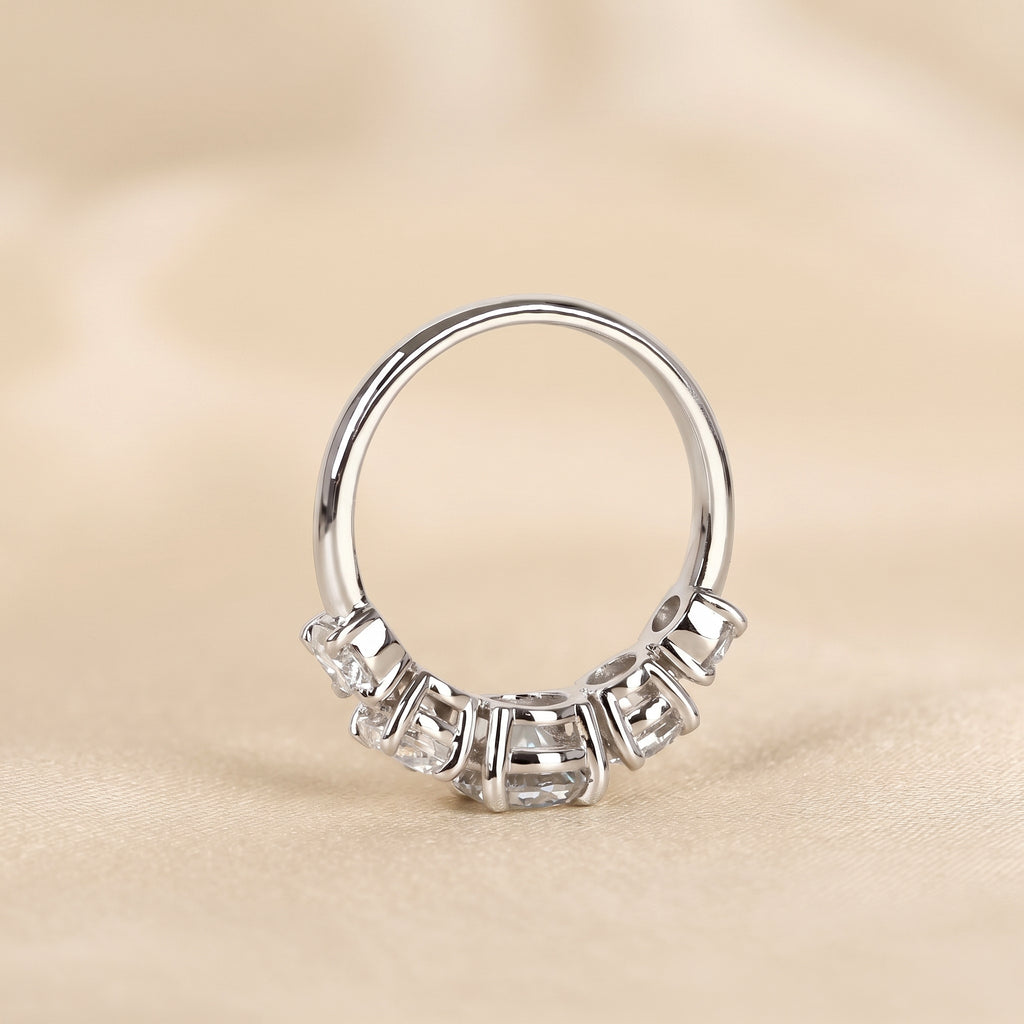 Graduated Lab Grown Diamond Five Stone Ring in 18K White Gold 2.69 CTW