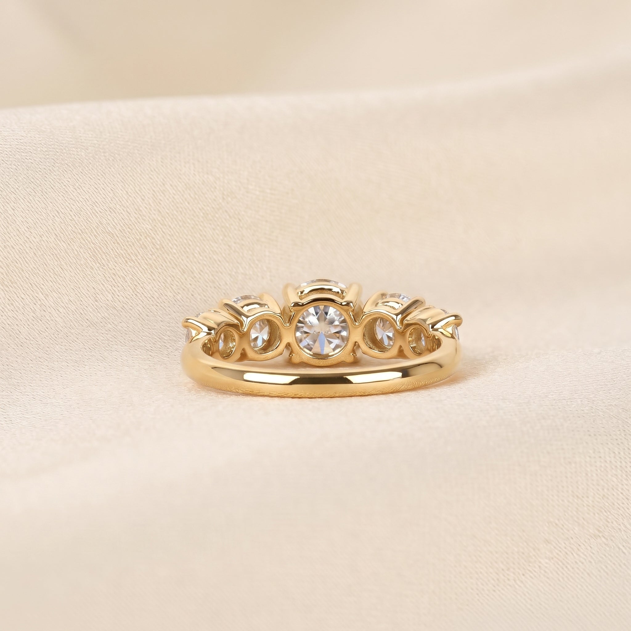 Graduated Lab Grown Diamond Five Stone Ring in 18K Yellow Gold 2.69 CTW