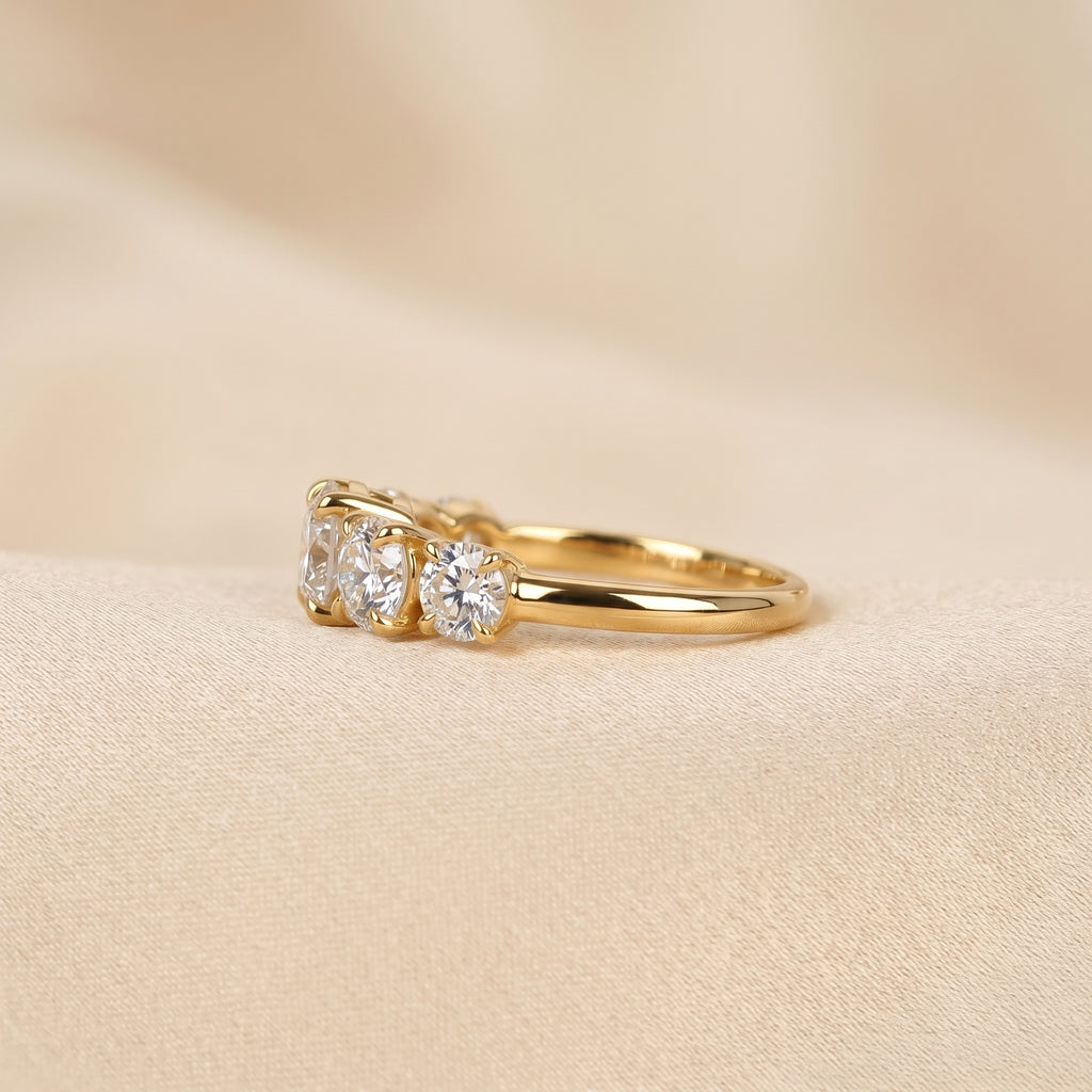 Graduated Lab Grown Diamond Five Stone Ring in 18K Yellow Gold 2.69 CTW