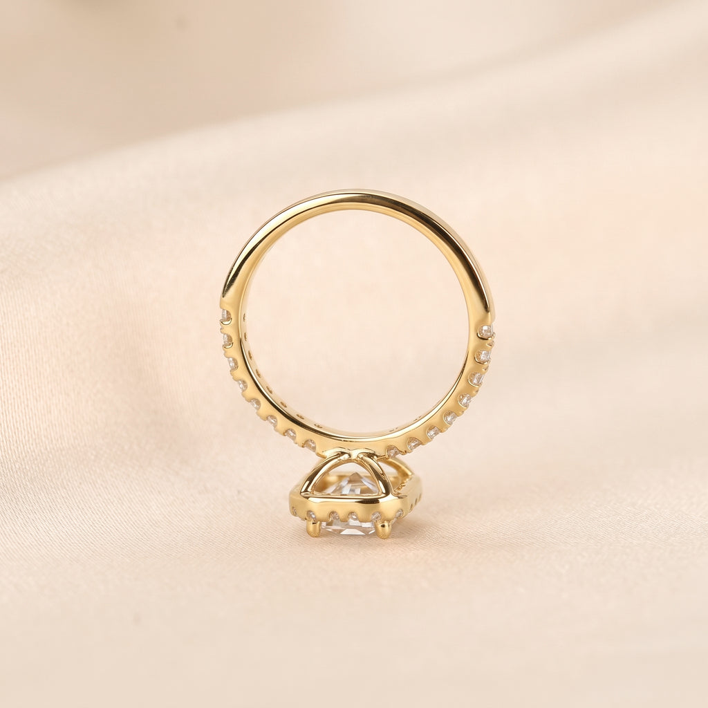 Halo Emerald Cut Lab Grown Diamond Engagement Ring in 18K Yellow Gold 1.52 CTW