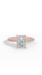 Halo Radiant Cut & Brilliant Round Cut Lab Grown Diamond Five Stone Ring
