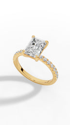 Halo Radiant Cut & Brilliant Round Cut Lab Grown Diamond Five Stone Ring
