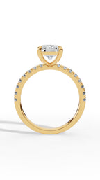 Halo Radiant Cut & Brilliant Round Cut Lab Grown Diamond Five Stone Ring