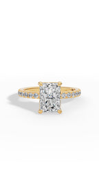 Halo Radiant Cut & Brilliant Round Cut Lab Grown Diamond Five Stone Ring