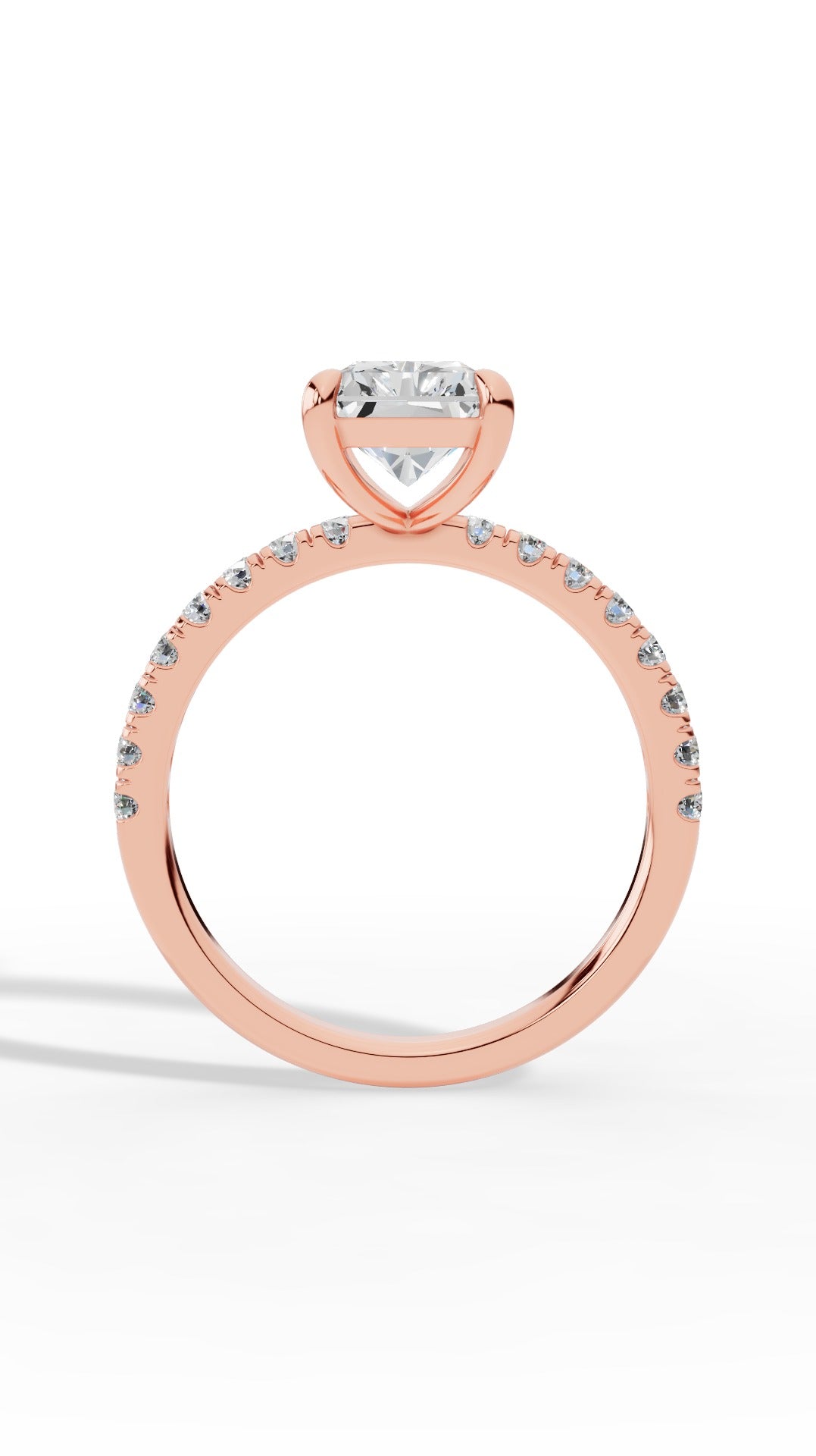 Halo Radiant Cut & Brilliant Round Cut Multi Stone Ring 10K Rose Gold 2.57 CTW