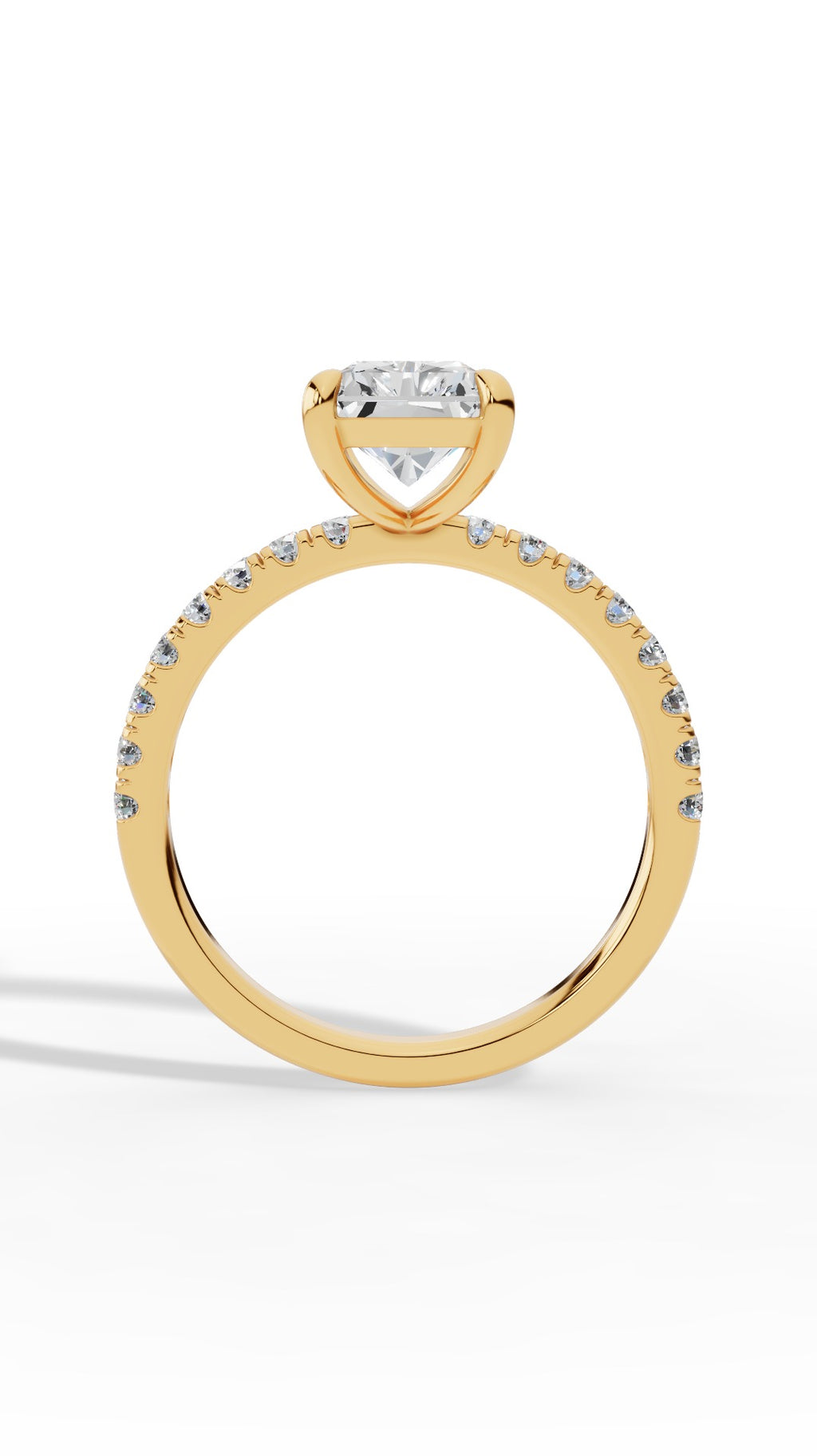 Halo Radiant Cut & Brilliant Round Cut Multi Stone Ring 10K Yellow Gold 2.57 CTW