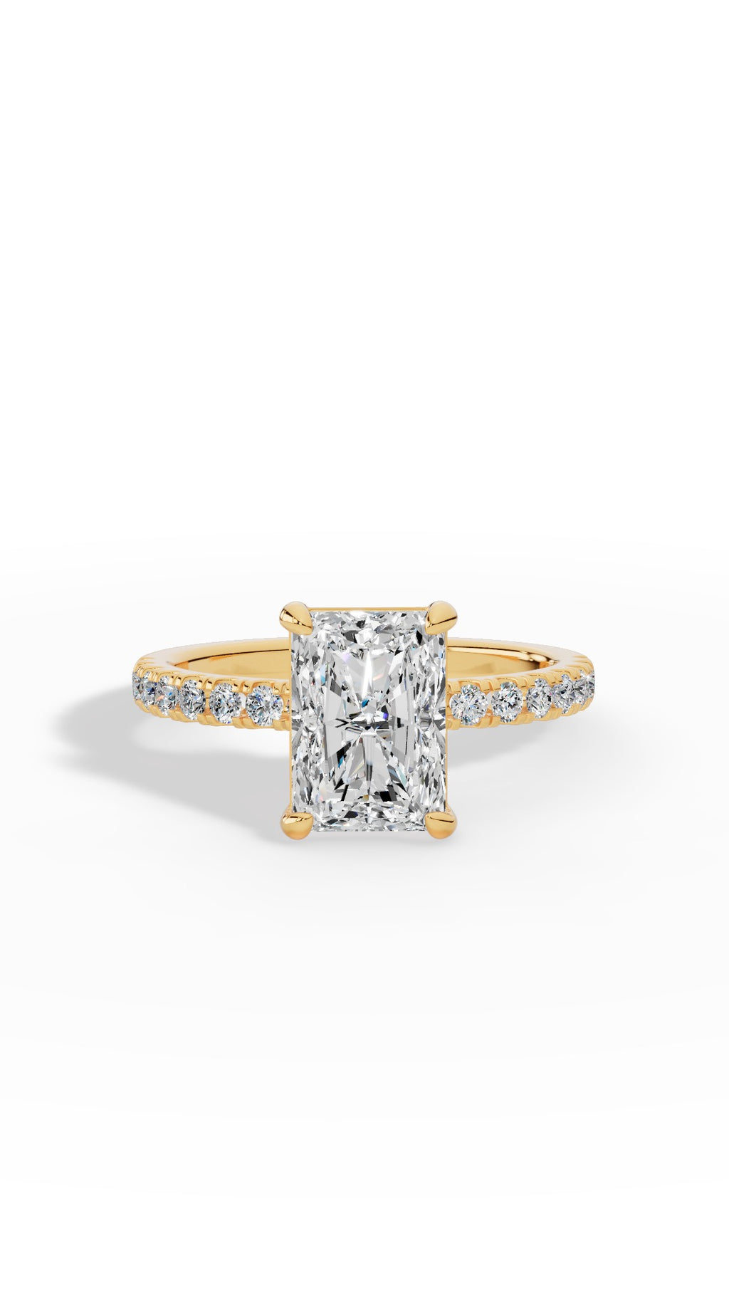 Halo Radiant Cut & Brilliant Round Cut Multi Stone Ring 10K Yellow Gold 2.57 CTW