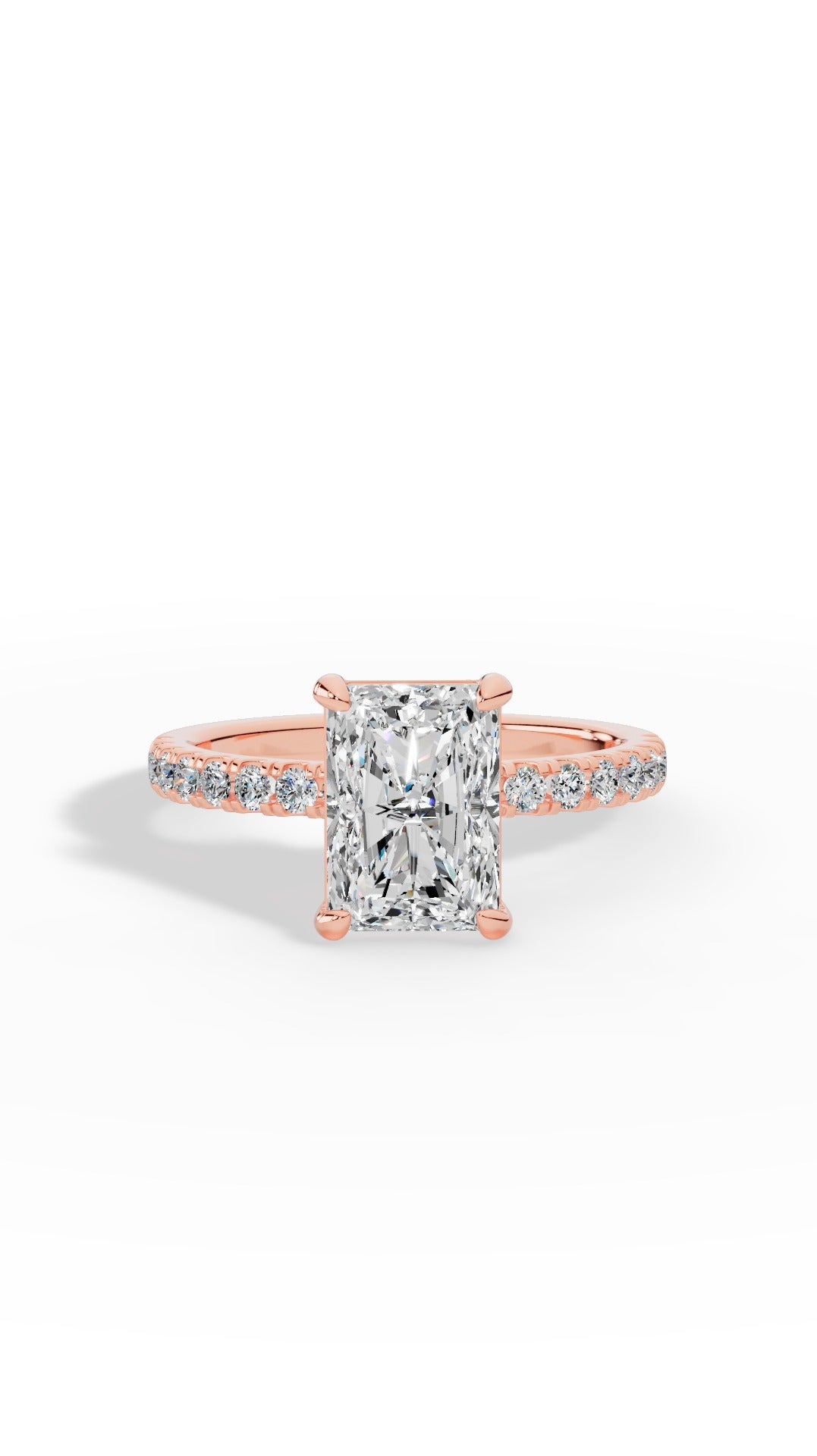 Halo Radiant Cut & Brilliant Round Cut Multi Stone Ring 14K Rose Gold 2.57 CTW