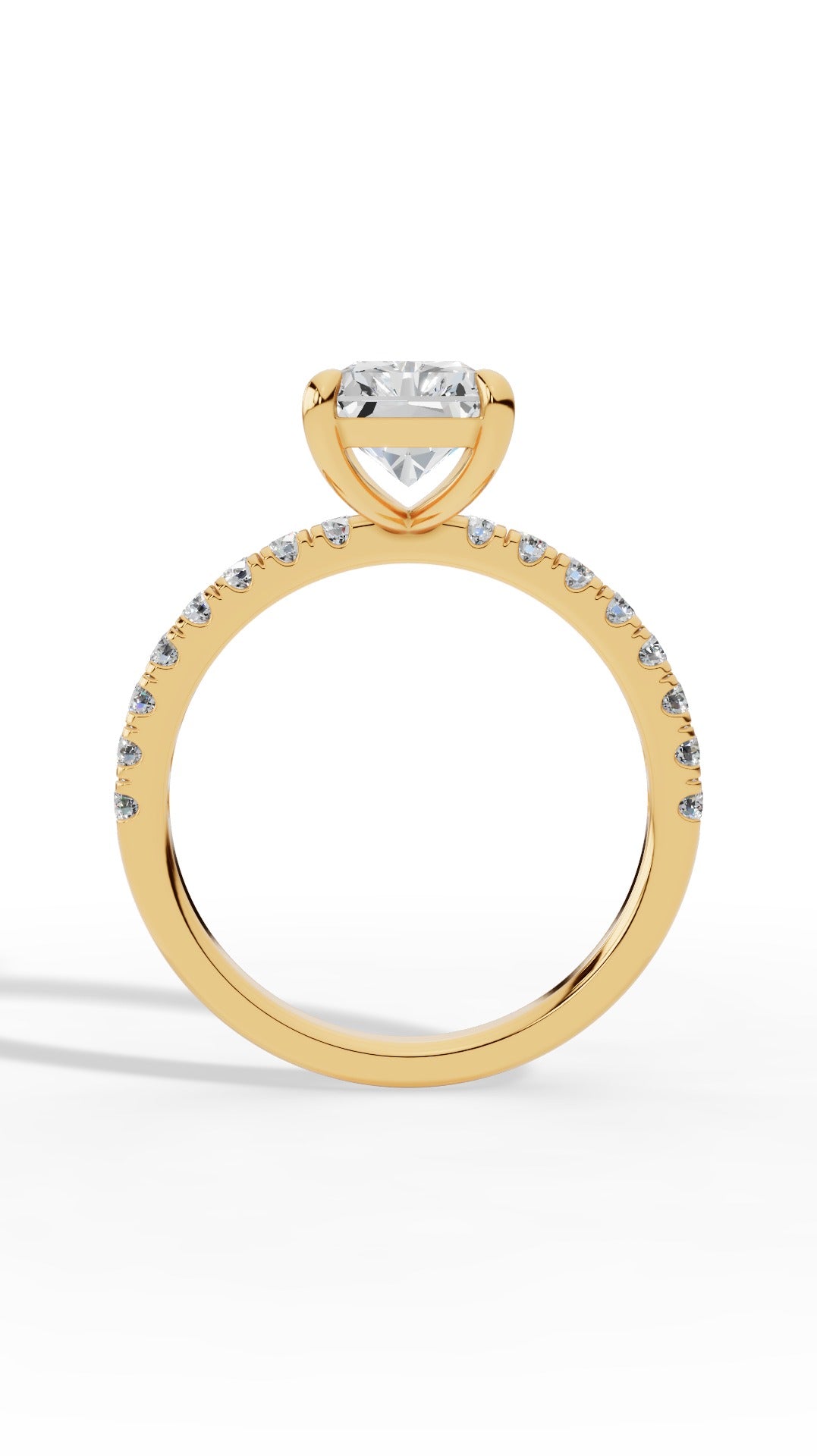 Halo Radiant Cut & Brilliant Round Cut Multi Stone Ring 14K Yellow Gold 2.57 CTW