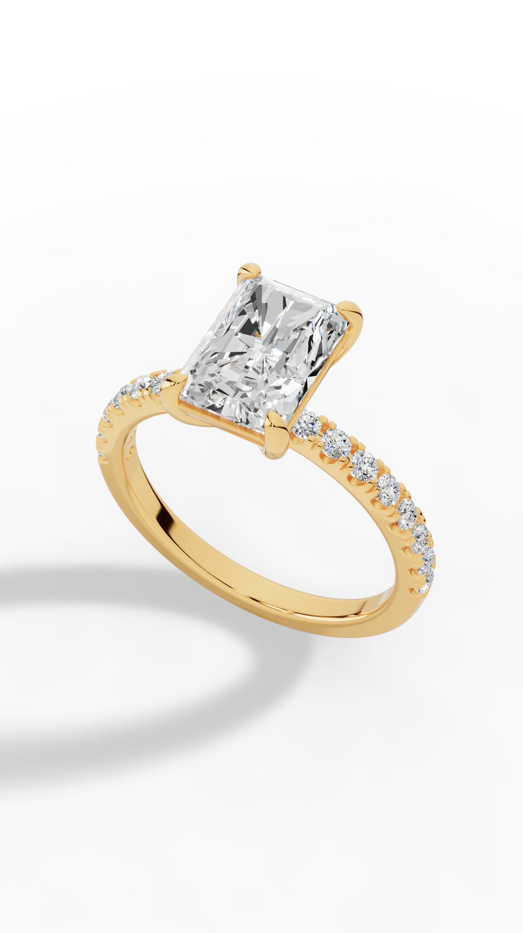 Halo Radiant Cut & Brilliant Round Cut Multi Stone Ring 14K Yellow Gold 2.57 CTW