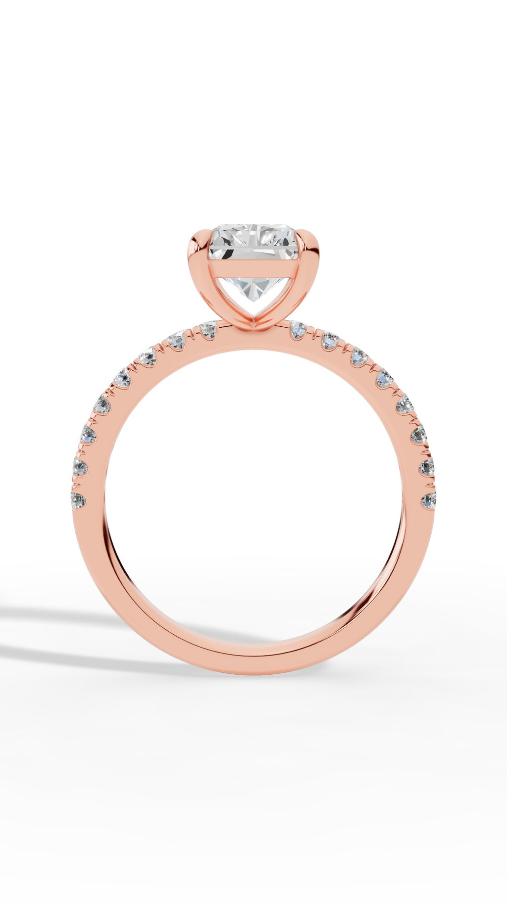 Halo Radiant Cut & Brilliant Round Cut Multi Stone Ring 18K Rose Gold 2.57 CTW