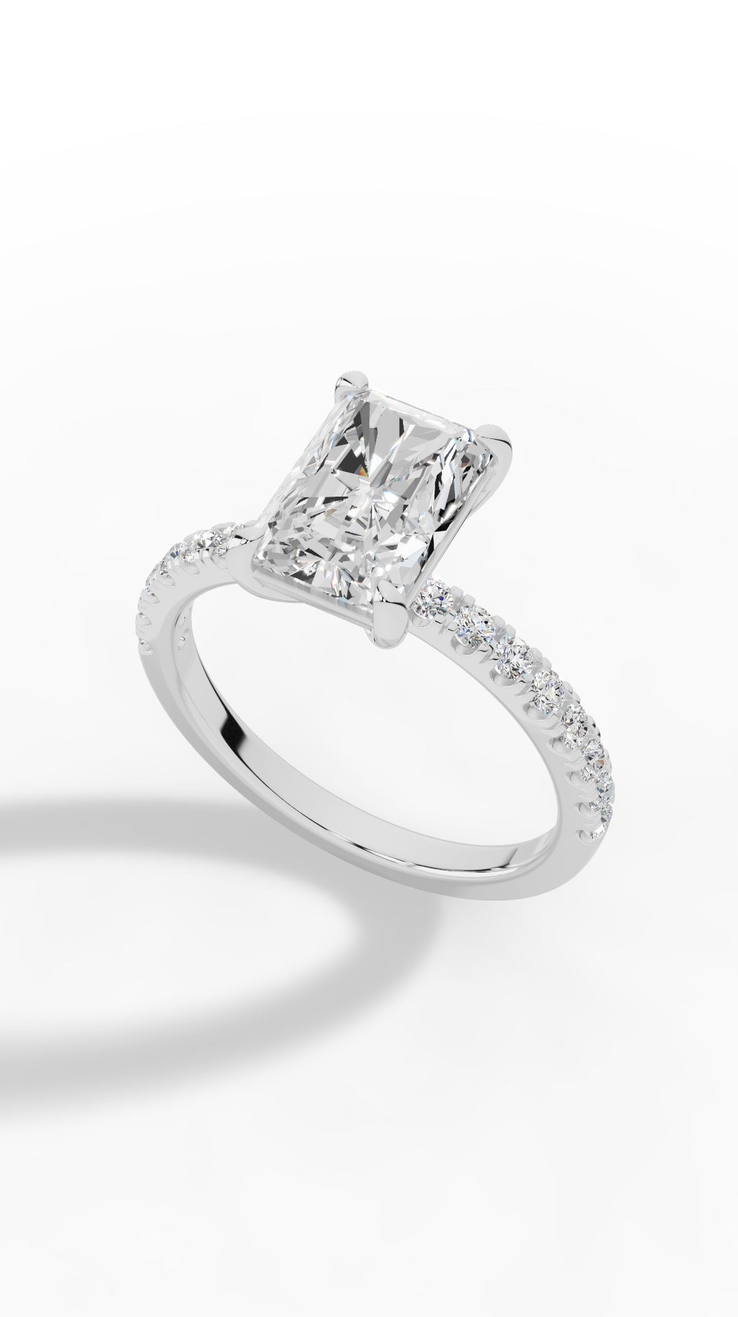 Halo Radiant Cut & Brilliant Round Cut Multi Stone Ring 925 Sterling Silver 2.3 CTW