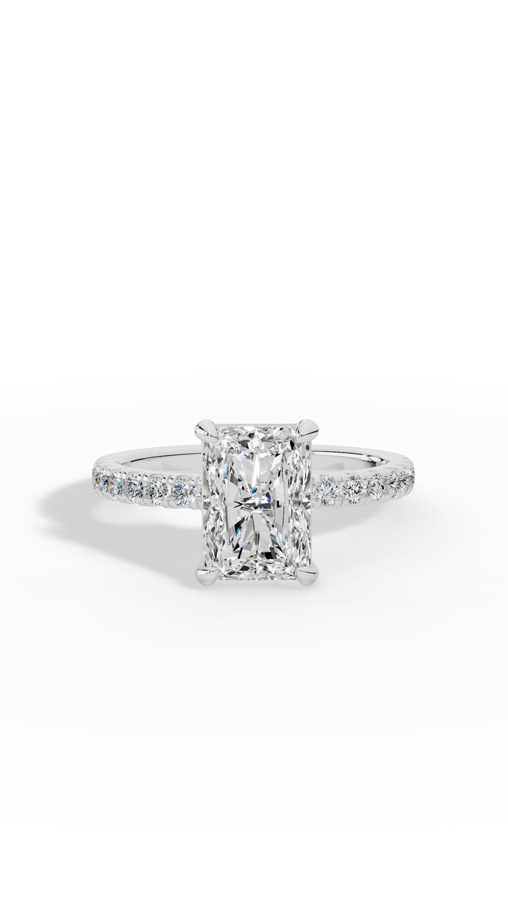 Halo Radiant Cut & Brilliant Round Cut Multi Stone Ring 925 Sterling Silver 2.57 CTW