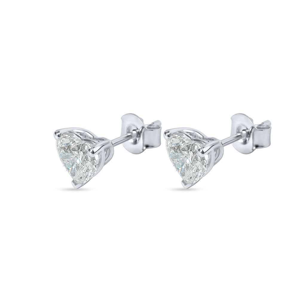 Heart Cut Solitaire Lab-Grown Diamond Stud Earrings