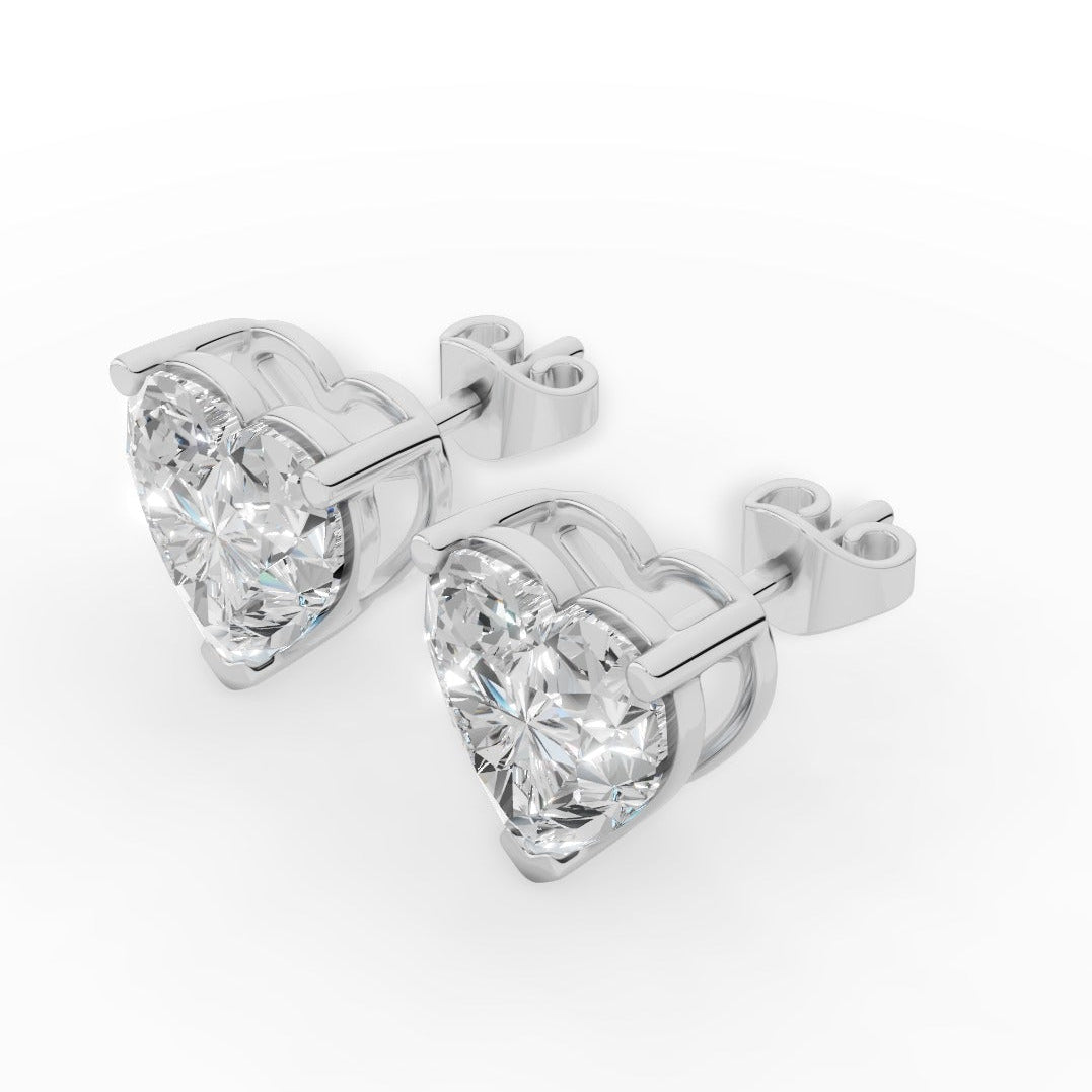 Heart Cut Solitaire Lab-Grown Diamond Stud Earrings 18k white gold