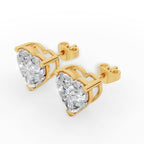 Heart Cut Solitaire Lab-Grown Diamond Stud Earrings 18k yellow gold