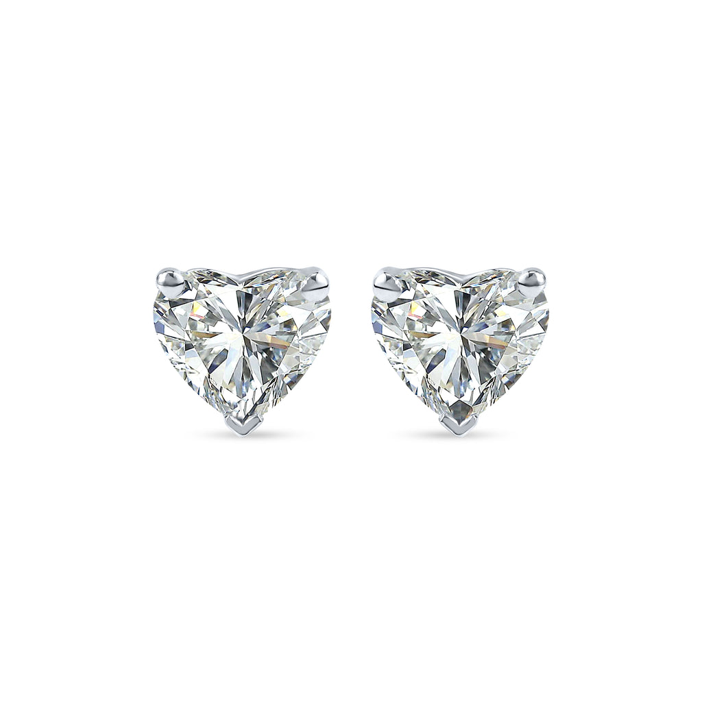 Heart Cut Solitaire Lab-Grown Diamond Stud Earrings