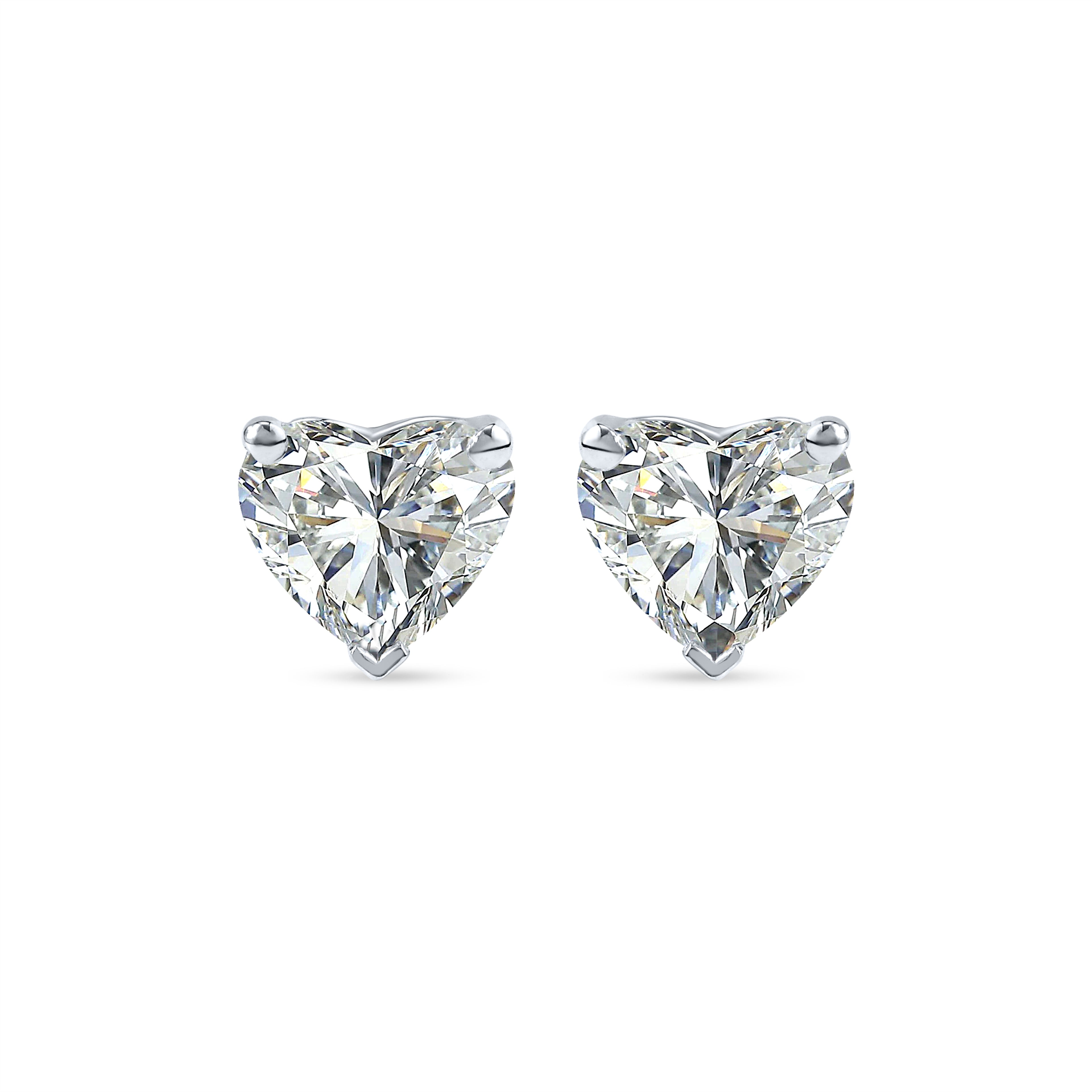Heart Cut Solitaire Lab-Grown Diamond Stud Earrings