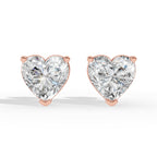 Heart Cut Solitaire Lab-Grown Diamond Stud Earrings rose gold