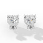 Heart Cut Solitaire Lab-Grown Diamond Stud Earrings white gold back