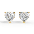 Heart Cut Solitaire Lab-Grown Diamond Stud Earrings yellow gold