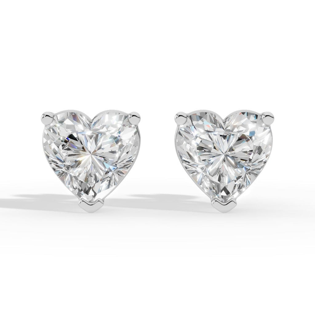 Heart Cut Solitaire Lab-Grown Diamond Stud Earrings