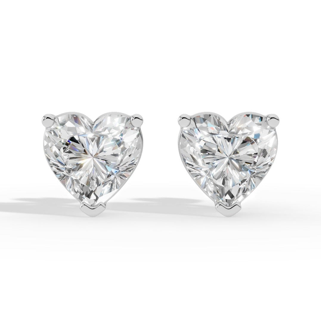 Heart Cut Solitaire Lab-Grown Diamond Stud Earrings