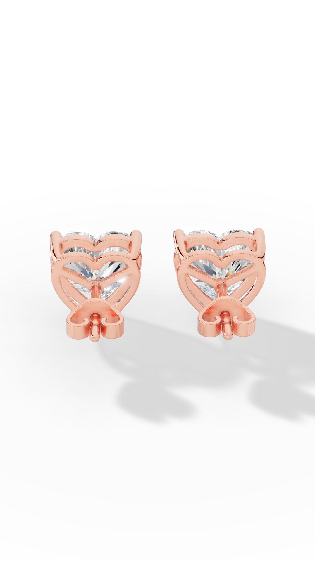 Heart Cut Solitaire Stud Earrings 10K Rose Gold 2.14 CTW