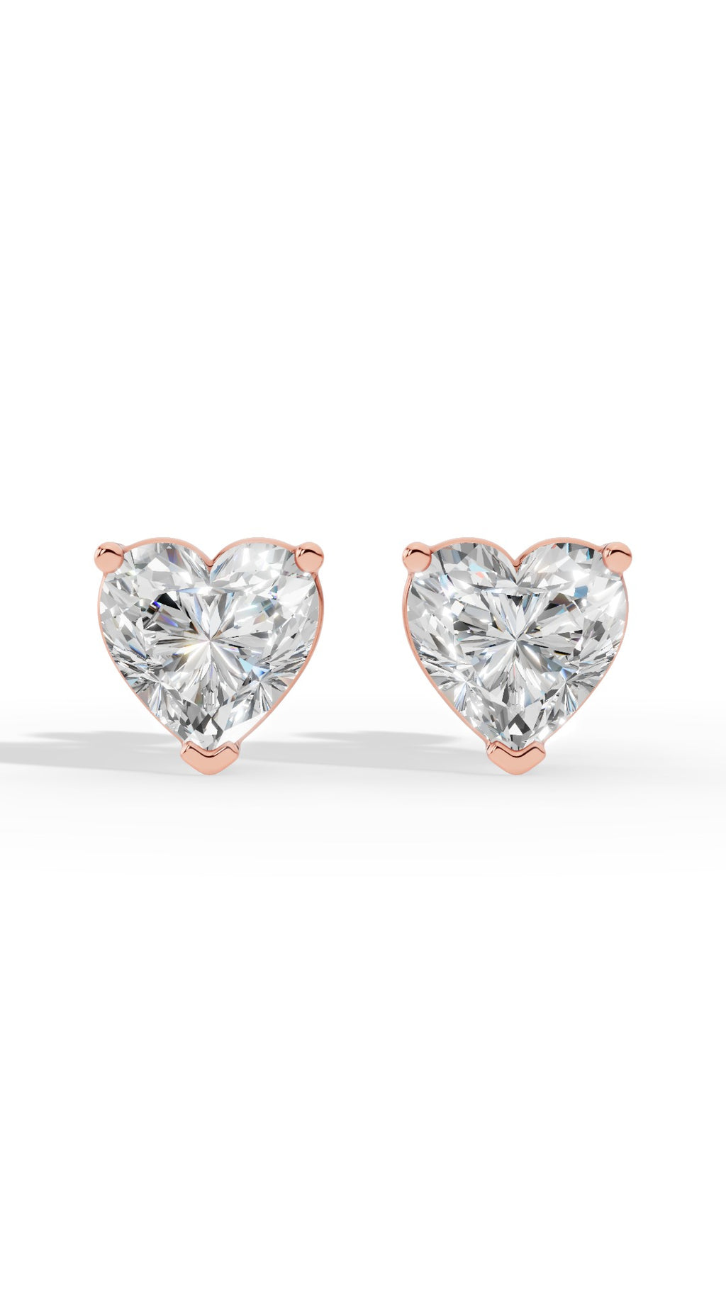 Heart Cut Solitaire Stud Earrings 10K Rose Gold 2.14 CTW