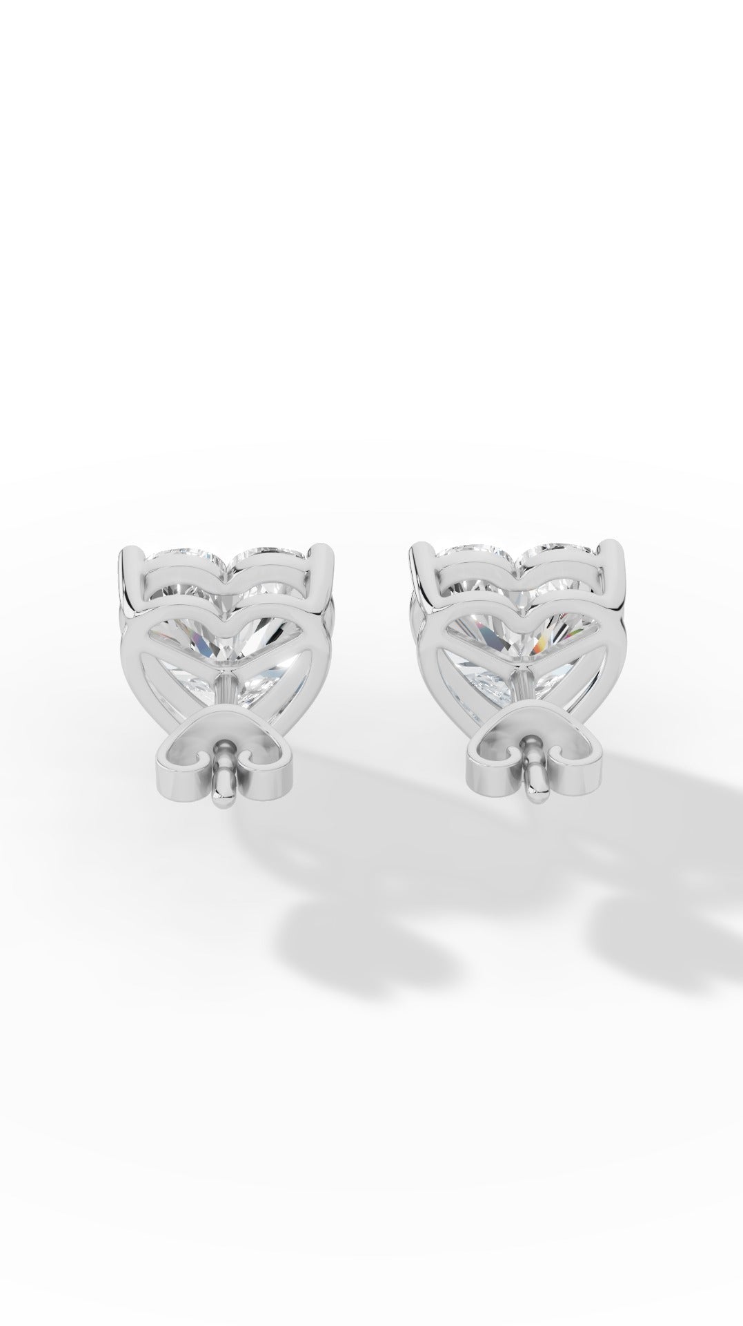 Heart Cut Solitaire Stud Earrings 925 Sterling Silver 2.14 CTW