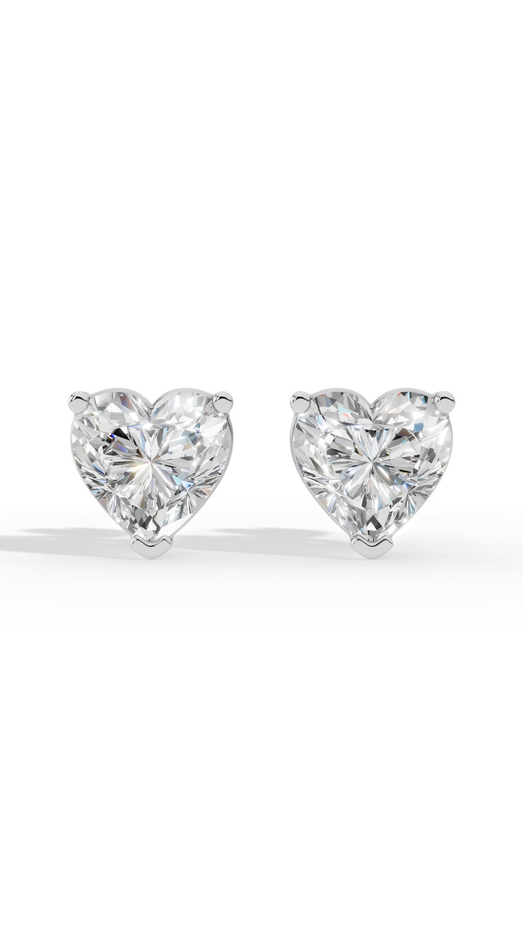 Heart Cut Solitaire Stud Earrings 925 Sterling Silver 2.14 CTW