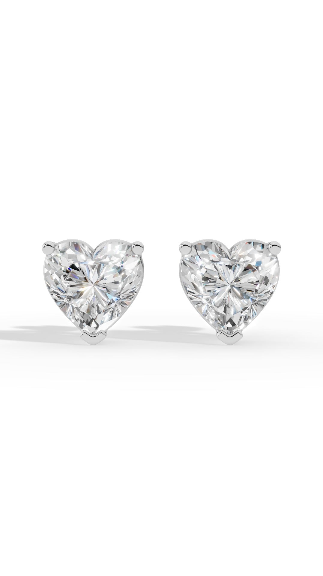 Heart Cut Solitaire Stud Earrings 925 Sterling Silver 2.14 CTW