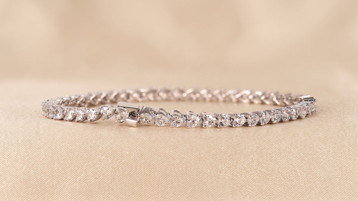 Heart Lab Grown Diamond Tennis Bracelet in 10K White Gold 4.70 CTW