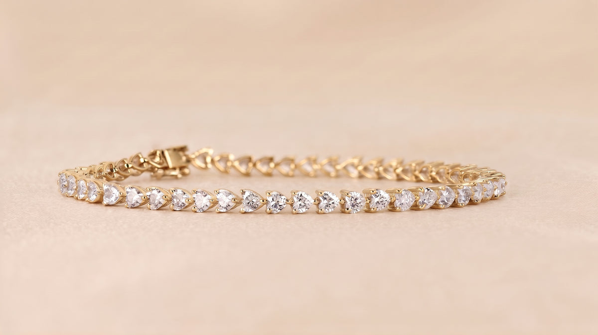 Heart Lab Grown Diamond Tennis Bracelet in 14K Yellow Gold 4.70 CTW