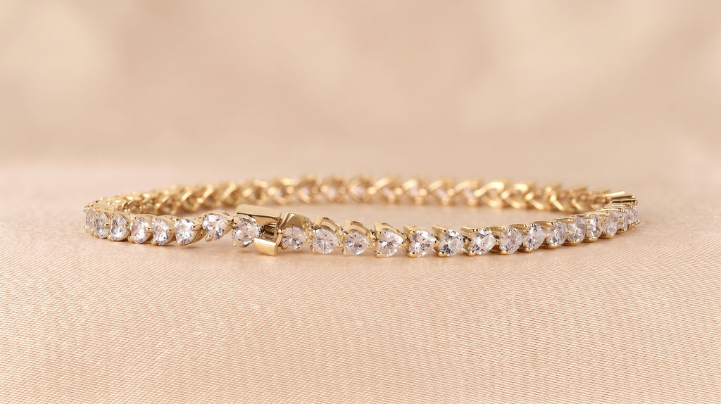 Heart Lab Grown Diamond Tennis Bracelet in 14K Yellow Gold 4.70 CTW