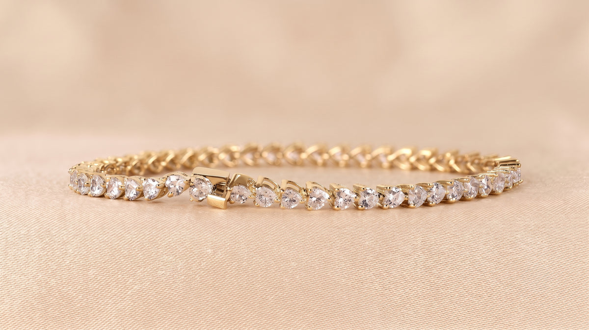 Heart Lab Grown Diamond Tennis Bracelet in 14K Yellow Gold 4.70 CTW